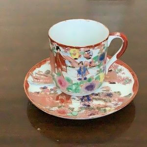 Collectible Asian 2.25” High Teacup and 4.5” Diameter Plate